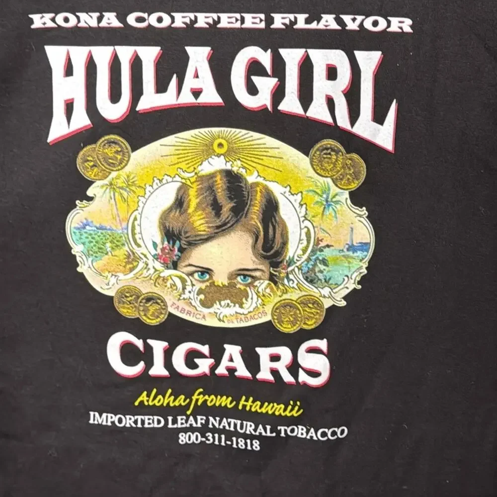 NWT Kona Coffee Flavor HULA GIRL CIGARS Aloha from Hawaii White T-Shirt M - Picture 6 of 6